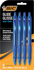 BIC Glide Bold Blue Ballpoint Pens, Bold Point, 4-Count Pack, Retractable by BIC