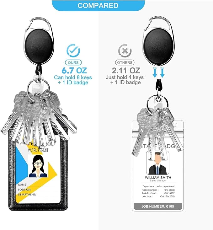 Teskyer Badge Reel, 2 Pack Retractable Badge Holders - Image 2