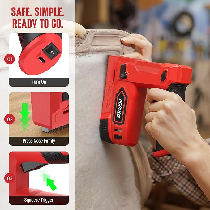 POPULO Electric Staple Gun, 2 in 1 Electric Stapler Tacker 4V Cordless Brad - Image 4