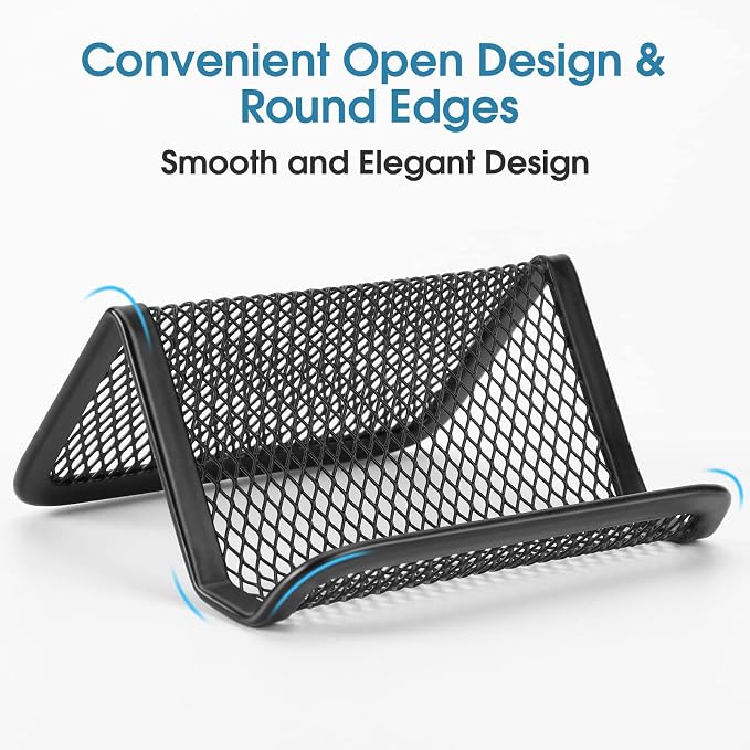MaxGear Mesh Business Card Holder 6 Pack | Black Metal Mesh Business Card Stand - Image 6