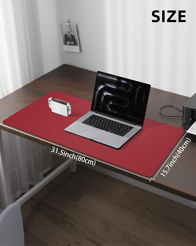 Leather Desk Protector, Non-Slip PU Laptop Blotter, Waterproof Writing Pad - Image 5