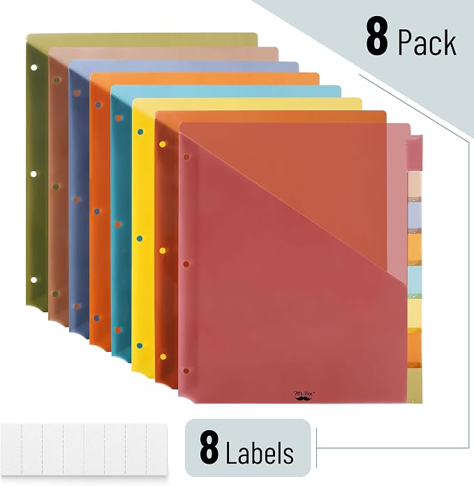 Mr. Pen- Binder Dividers with Pockets and Tabs, 8 Pack | Dividers - Image 2
