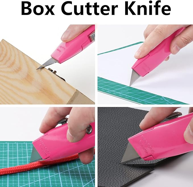 DIYSELF 2Pack Utility Knife Box Cutter Retractable Blade Heavy Duty, Box Cutters - Image 2