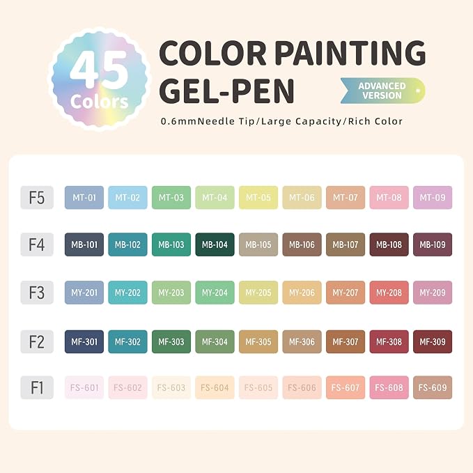 languo Gel Pens for Adult Coloring Books, 45 Colors Set Gel Colored Pens Marker - Image 4