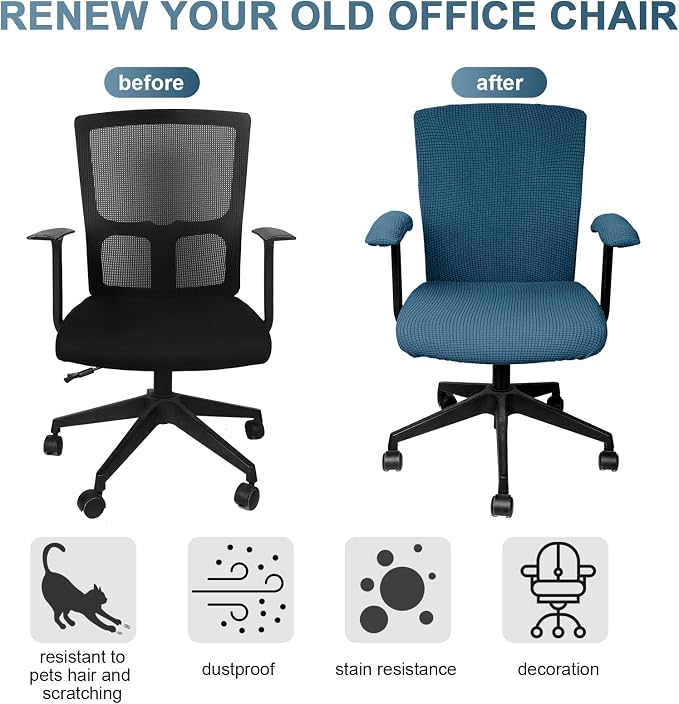 Tallew 4 Pcs Office Chair Covers Set Computer Universal Protective Stretchable - Image 4