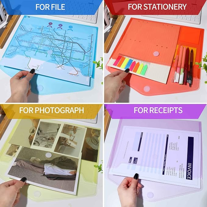 LEOBRO Plastic File Folders for Documents, Reusable File Folders File Bags - Image 7