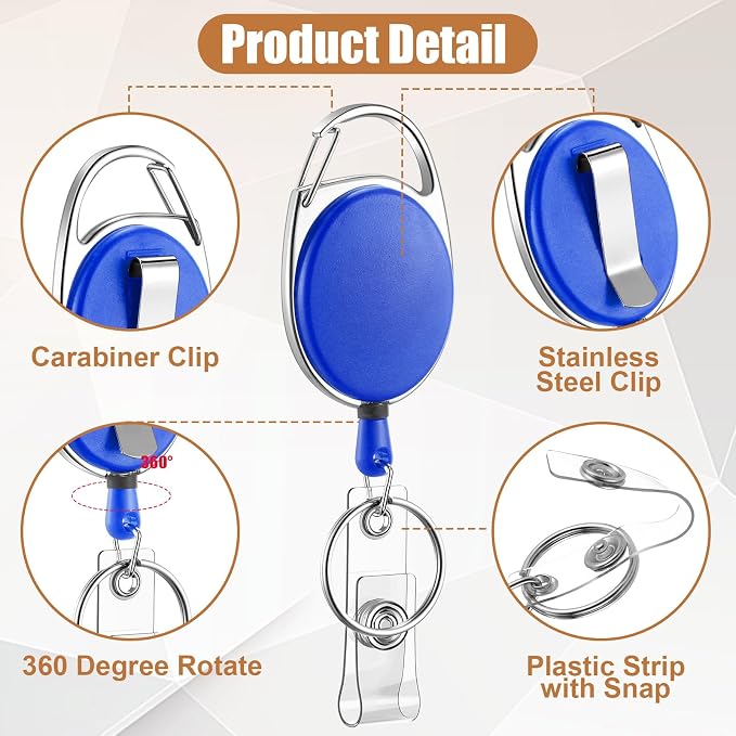 Laumoi 150 Pcs Retractable ID Badge Holder Name ID Badge Reel Clips Keychain - Image 3