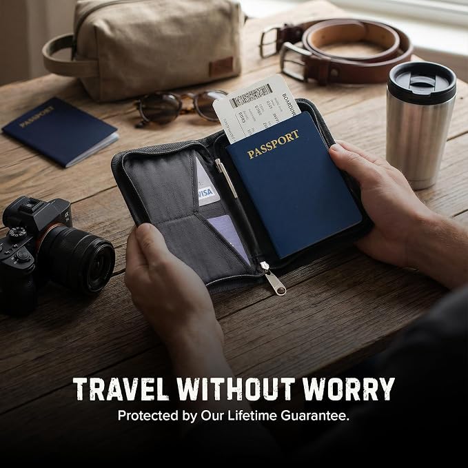 Zero Grid RFID Passport Holder & Travel Wallet, Zippered Wallet - Image 5