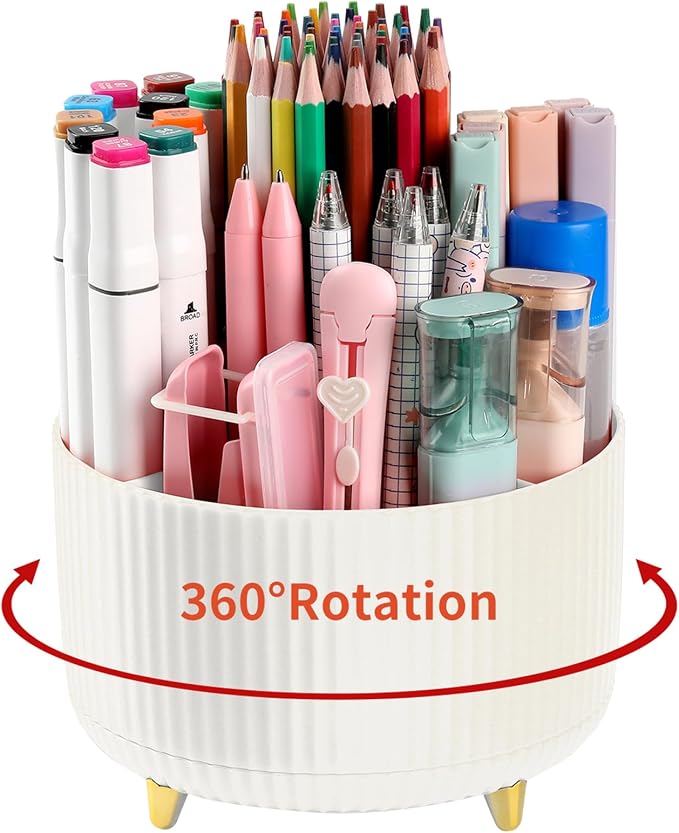 Desk Pencil Pen Holder, 5 Slots 360°Degree Rotating Pen Organizers by EDENMS