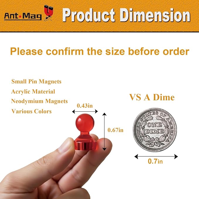 Ant Mag Magnetic Push Pins, 72 Pack Strong Whiteboard Magnets - Image 2