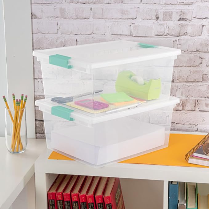 Sterilite 4-Pack Clip Box, Large Stackable Plastic Storage Bins w/ Latching Lids - Image 9