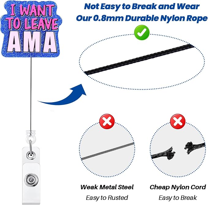 I Want to Leave AMA Funny Badge Reel, Cute Retractable ID Card Badge Holder - Image 5