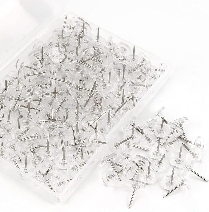 Push Pins 200-count Flat Clear Thumb Tacks Steel Point and Plastic Head - Image 2