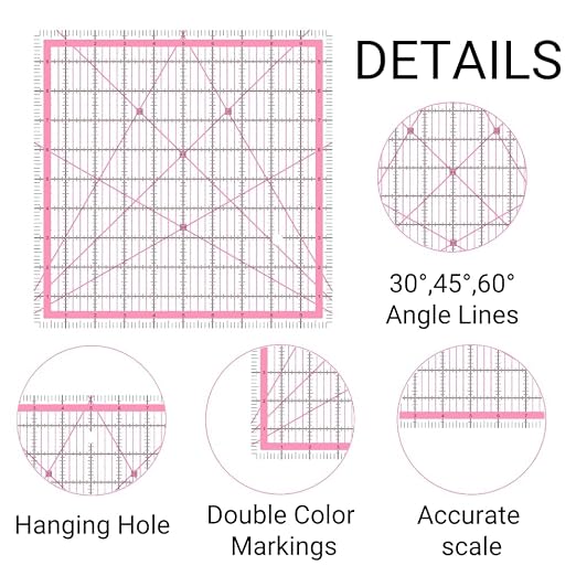 Quilting Rulers, 5 Square Quilting Rulers Multicolored - Image 3
