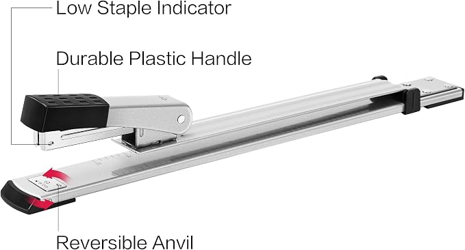 Deli Long Reach Stapler with 1000 Staples, 20 Sheet Capacity, Long Arm Standard - Image 4