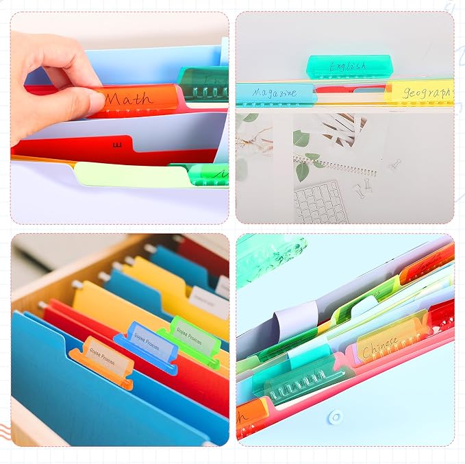 200 Pcs Hanging File Folder Tabs and 200 Pcs 2 Inch Inserts Labels, Plastic - Image 7