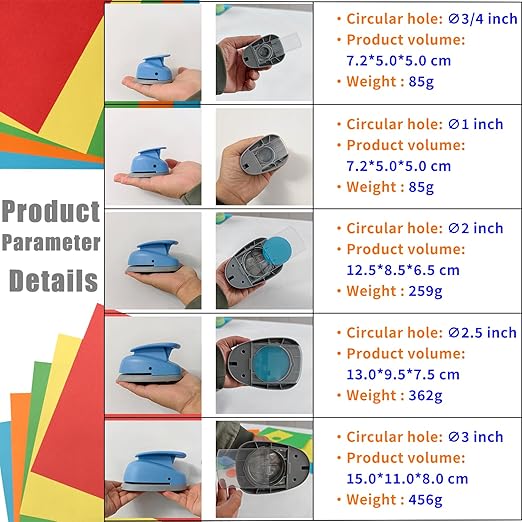 Circle Punch, 5 Sizes Creative Circle Hole Punch Cutters - Image 3