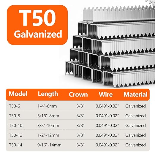 Heavy Duty T50 5/16- inch Length Staples 1890-Count, 3/8 Crown 20 Gauge Beveled - Image 2