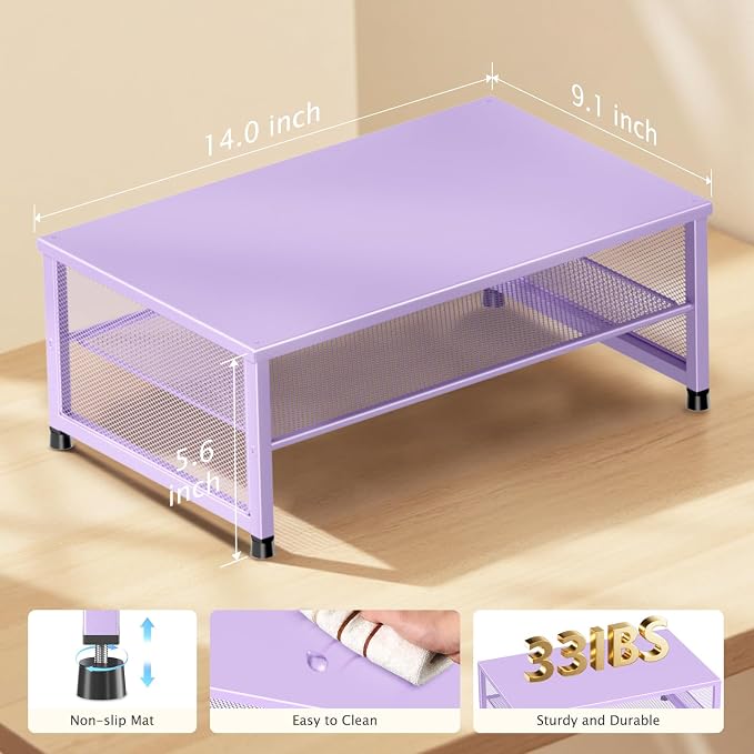 ECOLOVI 2-Tier Computer Monitor Stand Riser, Desk Organizer - Image 7