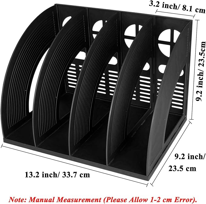 SAYEEC Sturdy Magazine Holder 4 Compartments Plastic Desktop File Organizer - Image 2