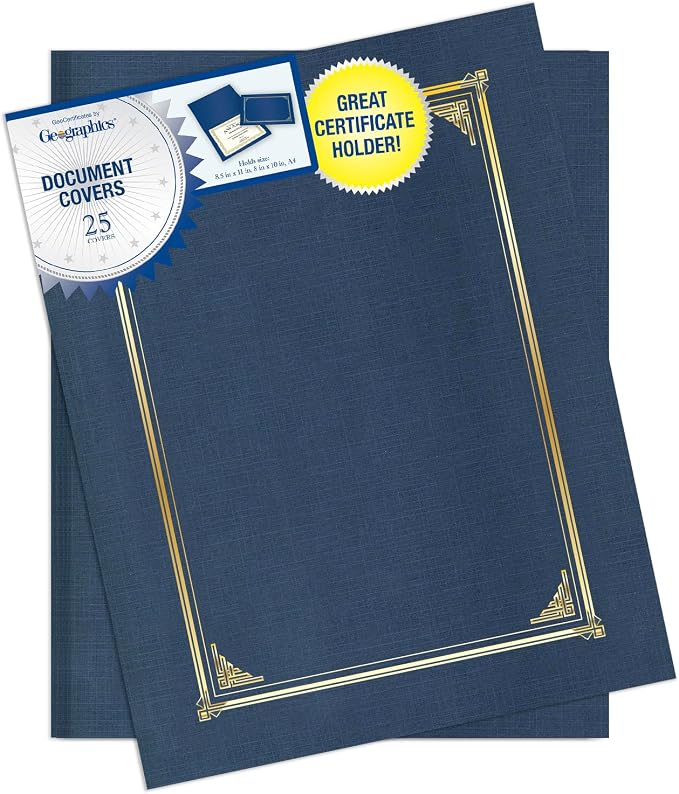 Geographics Classic Linen Certificate/Document Covers, 12.5” x 9.75” by Geographics