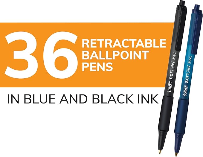 BIC Soft Feel Retractable Ballpoint Pen, 1.0 mm Medium Point, Bulk School - Image 3