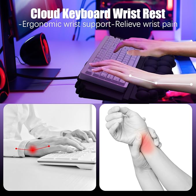 Ergonomic Wrist Rest for Keyboard and Mouse, Soft Memory Foam Cloud Keyboard - Image 2