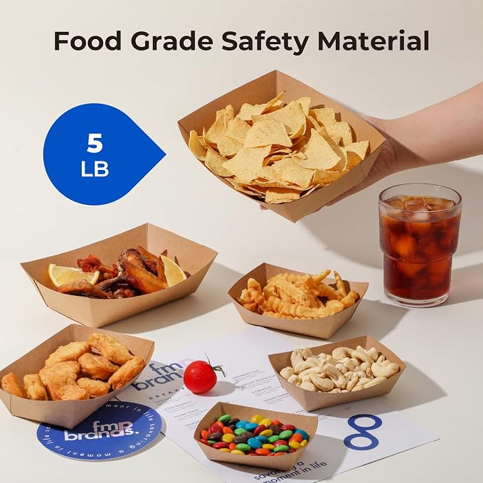 Fit Meal Prep [250 Pack 5 lb Paper Food Boats Heavy Duty Disposable Food Trays - Image 4