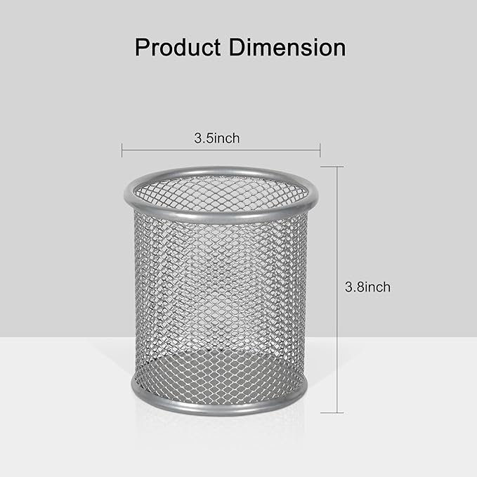 EasyPAG Pencil Holder for Desk, 2 Pack Metal Pen Organizer, Mesh Pencil Cup - Image 8