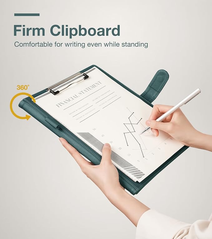 Clipboard Folder Padfolio A4, Mymazn Writing Portfolios Faux Leather Clipboards - Image 3