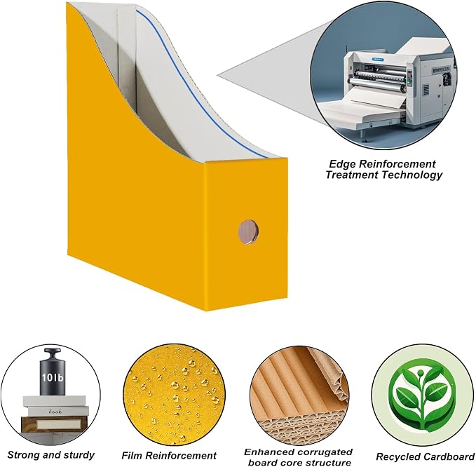 Limitliho Cardboard Magazine Holder, Sturdy Book Bins - Image 2
