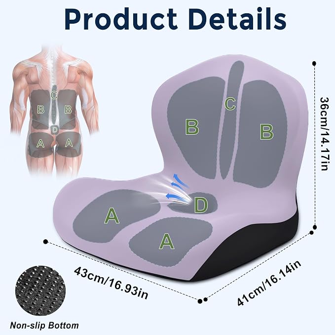 Seat Cushion for Office Chair and Car, L-Shaped Ergonomic Car Seat Cushions - Image 3