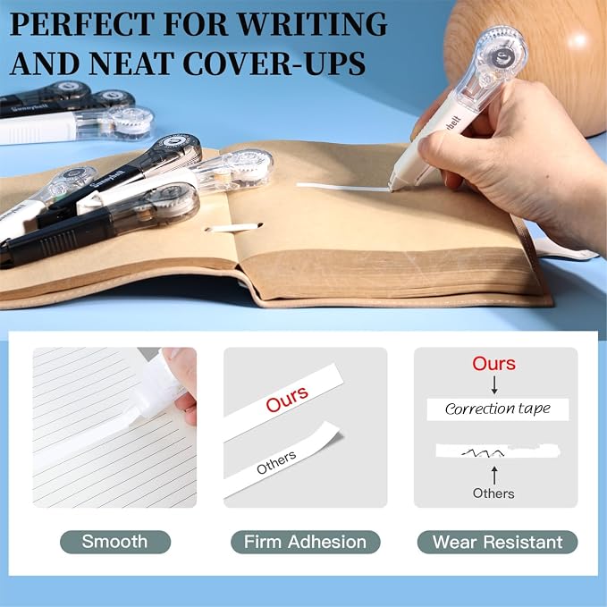 Correction Tape Pen, 10-Count Pack, 19.69ft Each, Dry Instantly, Stretch - Image 3