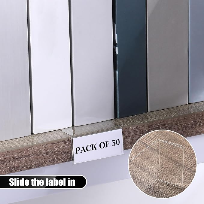 Containlol 30 Pcs Moveable Shelf Label Holders Clear Transparent Plastic - Image 2