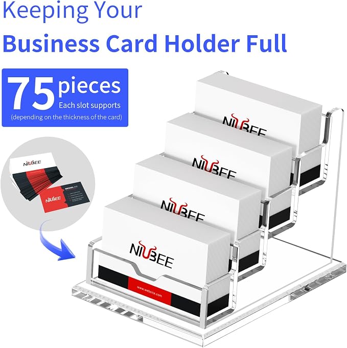 NIUBEE Clear Business Cards Holders 4 Tier Acrylic Card Holder - Image 7