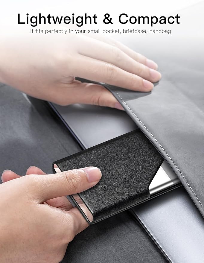 Padike Business Card Holder, Upgraded Leather Business Card Case Pocket Card - Image 6