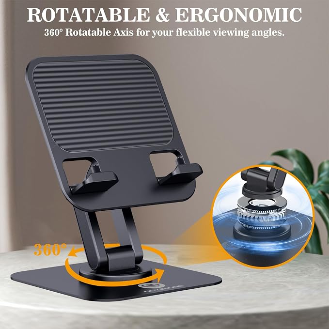 OCYCLONE iPad Stand, 360° Rotating Adjustable Foldable iPad Tablet Stand Holder - Image 4