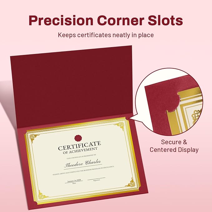 SUNEE Certificate Holders, Diploma Covers Gold Foil Border, - Image 3