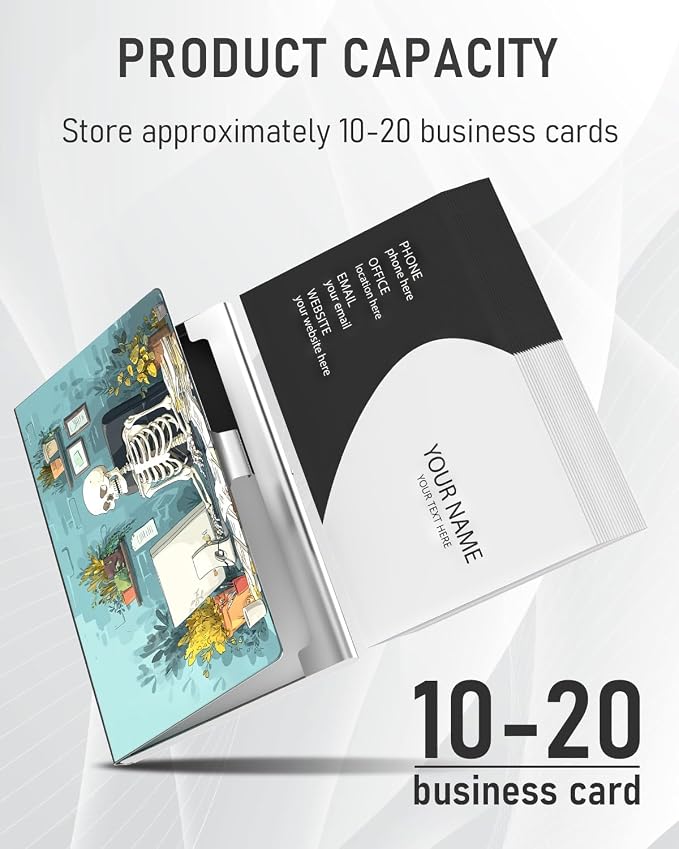 Business Card Metal Slim Organizer, Professional Stainless Steel Square Pocket - Image 2