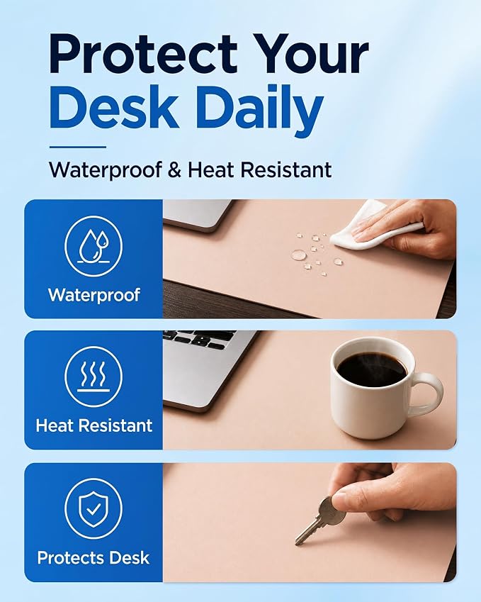 Aothia Double-Sided Desk Pad – 35.4" x 15.7" Leather Desk Mat - Image 5