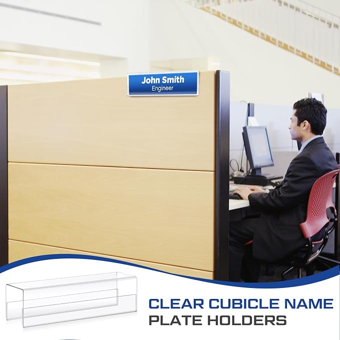 Cinnvoice 10 Pcs 2.25 Inch Cubicle Name Plate Holders Bulk Clear Double Sided - Image 5
