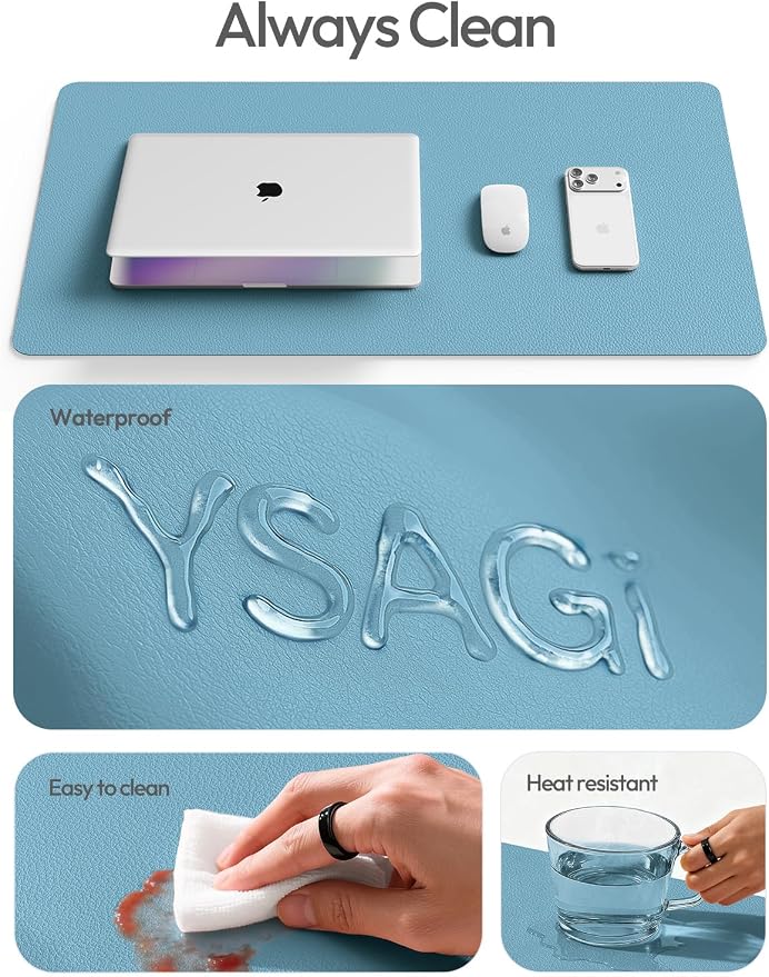 YSAGi Leather Desk Protector, Office Mat, Large Mouse Pad, Non-Slip PU Leather - Image 7