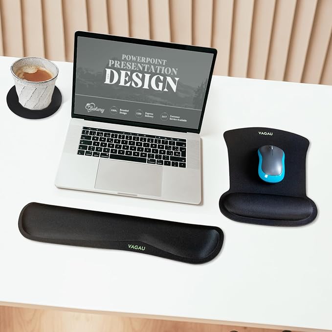 VAGAU Premium Keyboard Wrist Rest and Mouse Pad Wrist Support, Ergonomic Memory - Image 2