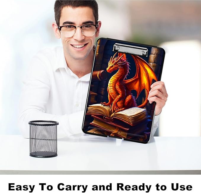 Book Dragon A4 Clipboard with Storage Pen Holder, Clipboards Organizer Nursing - Image 6