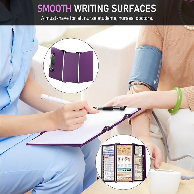 Nursing Clipboard Foldable w/Nursing Edition Cheat Charts, 3 Layers Aluminum - Image 4