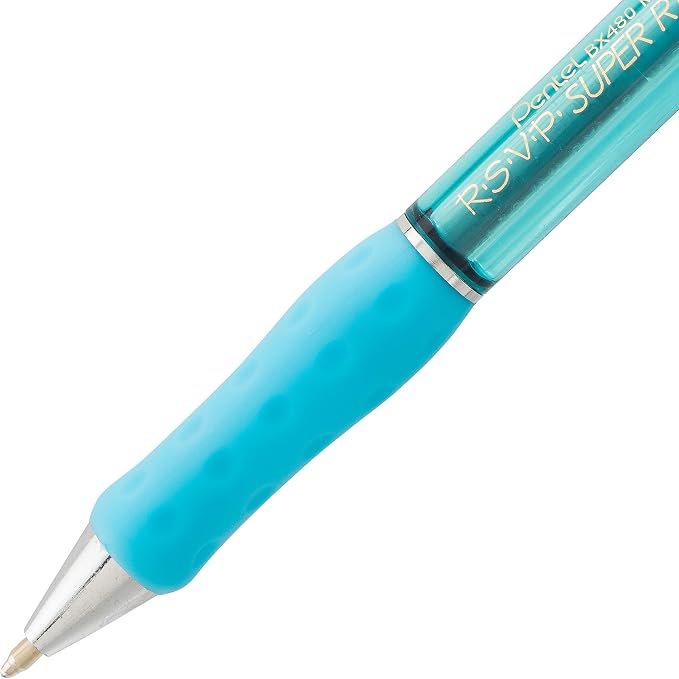Pentel RSVP Super RT Ballpoint Pen, Medium Line, Sky Blue Ink - Image 4