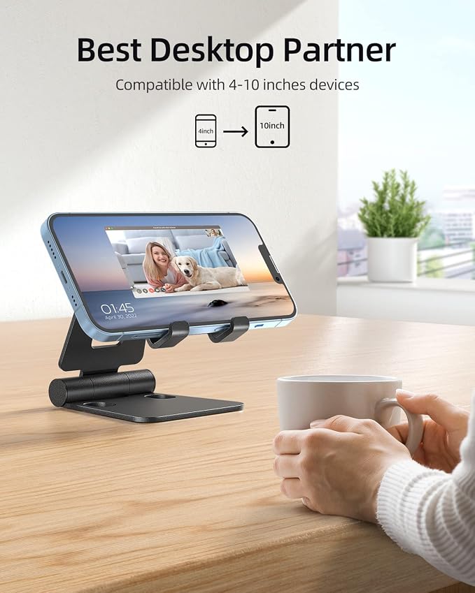 Nulaxy 2 Pack Dual Folding Cell Phone Stand, Fully Adjustable Foldable Desktop - Image 6