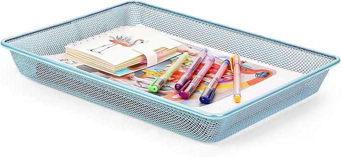 Office Metal Mesh Basket for Desk, Single Paper Tray Organizer, Turn in Trays by AZFUNN