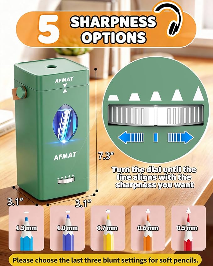 AFMAT Electric Pencil Sharpener, Rechargeable & Cordless, Fully Automatic - Image 4