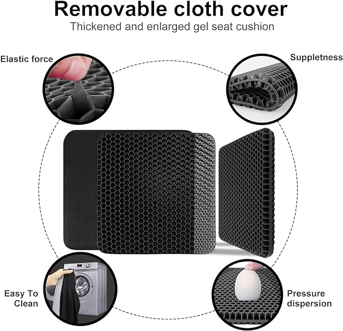 Extra Large Gel Seat Cushion for Long Sitting Pressure Pain Relief | 17x17inch - Image 4